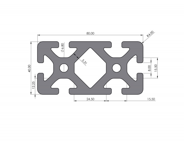 Aluminiumprofil 40x80 schwer Nut 8 I-Typ